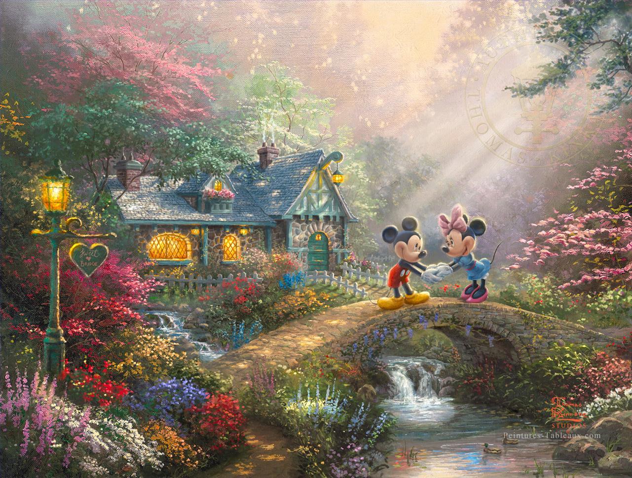 Mickey and Minnie Sweetheart Bridge TK Disney Peintures à l'huile